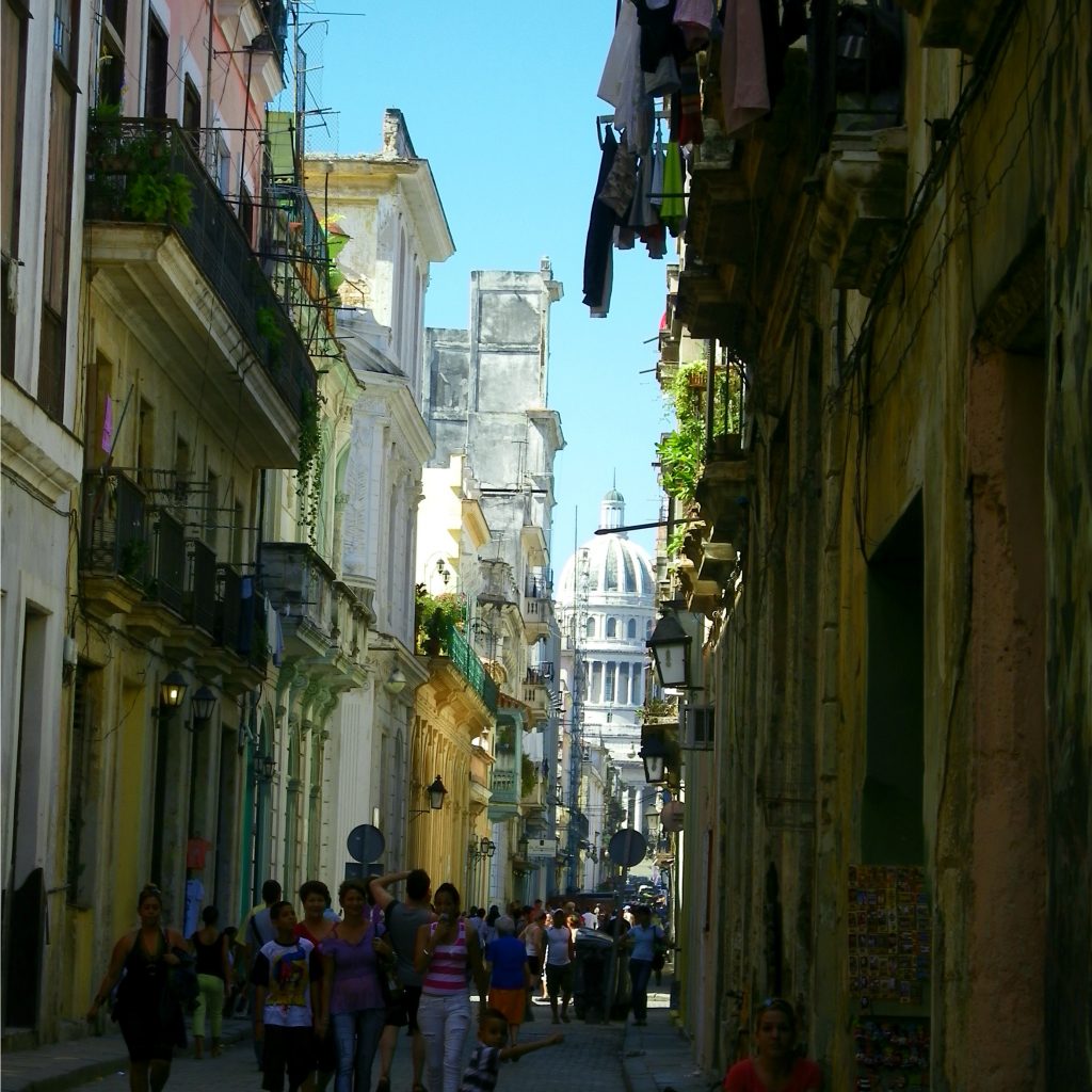 looking down a street of old havana