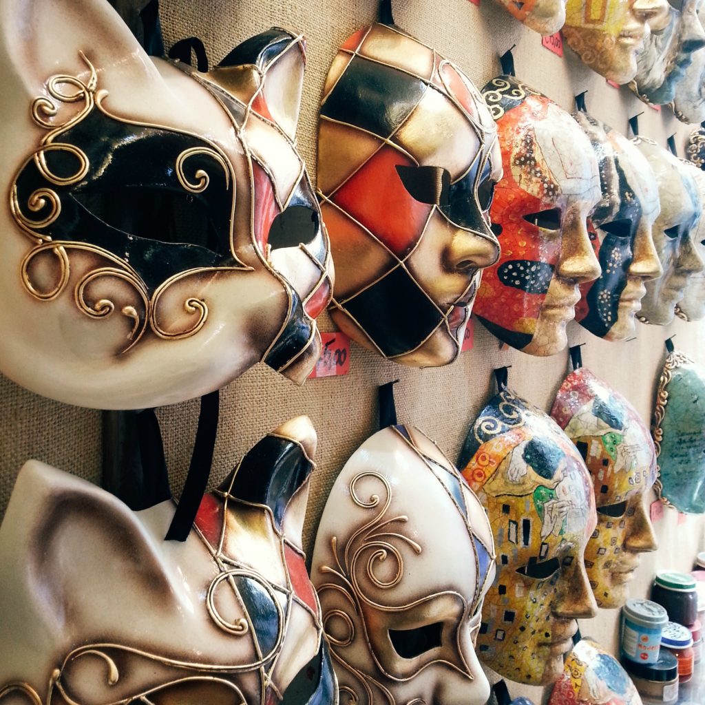 masks on display in venice