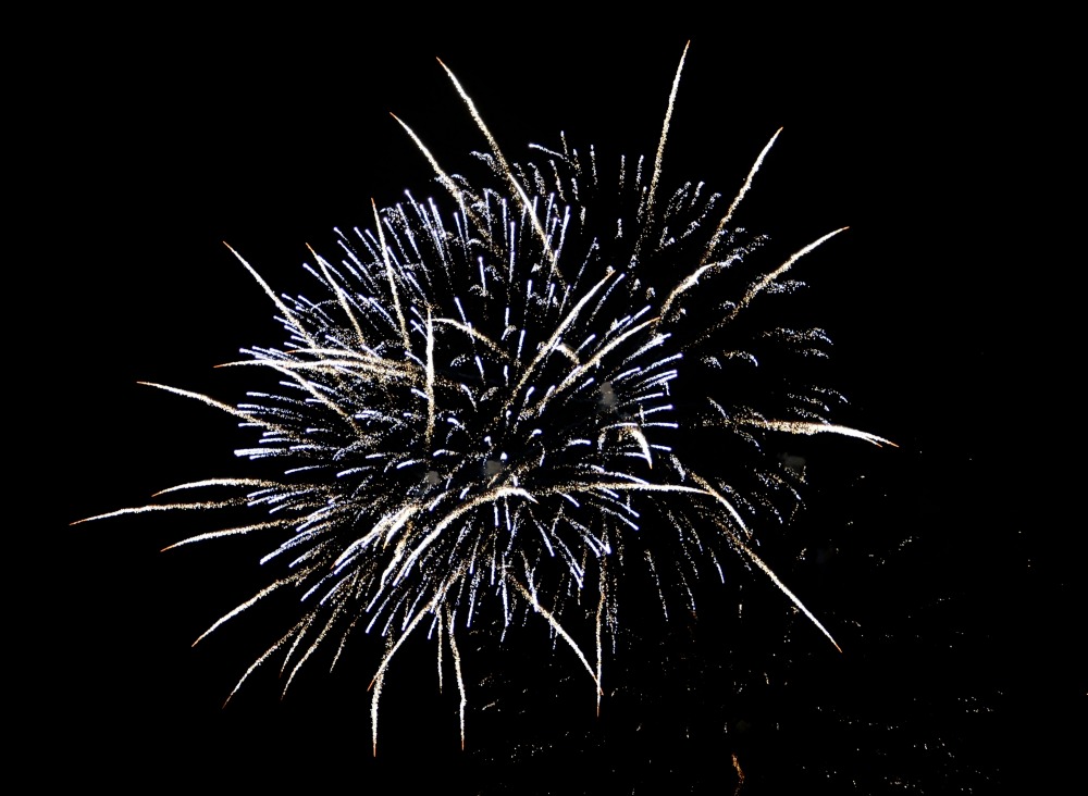 Fireworks bursting in a black night sky