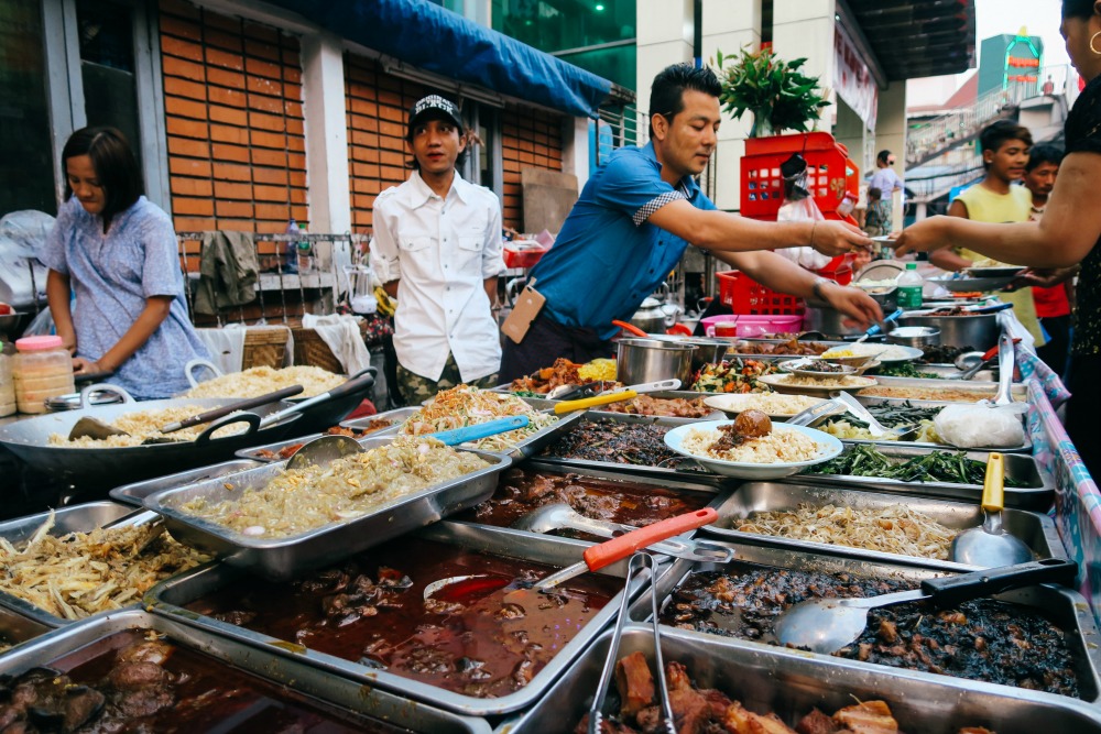 Street food in Chinatown Yangon