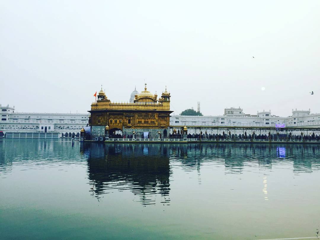View of the Amritsar Golden Temple across the water