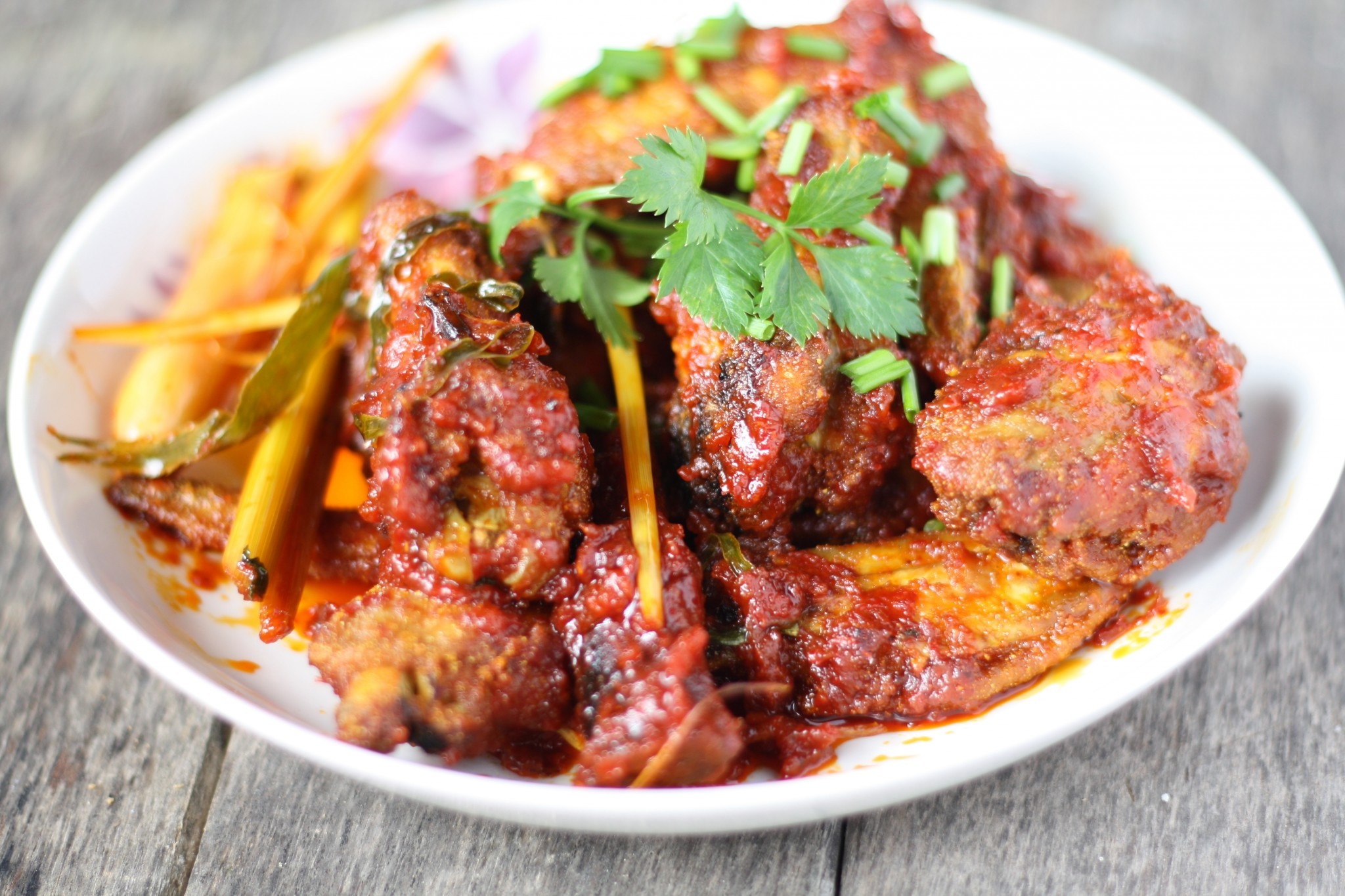 bowl of Malaysian spicy chicken