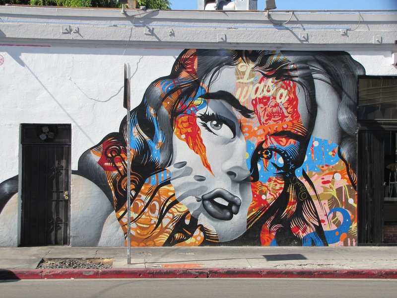 street art of a woman's face in Los Angeles