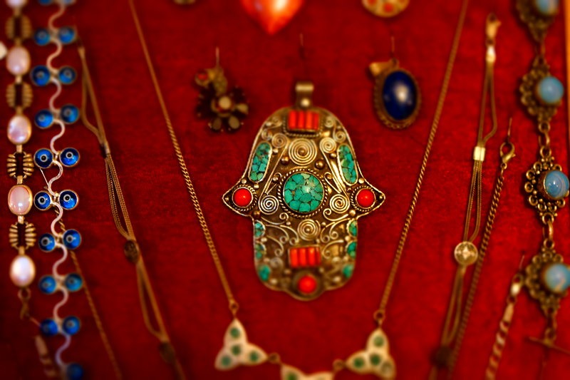 jewellery displayed in the Marrakech medina