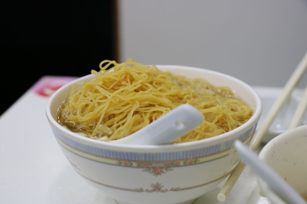 bowl of noodles in soup